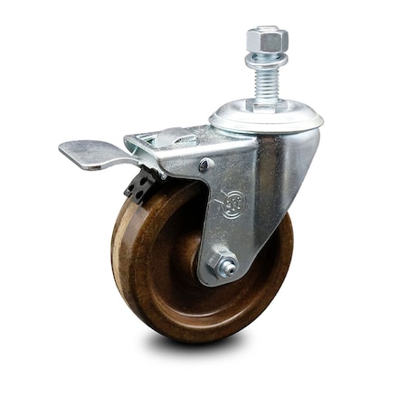 4 Inch High Temp Phenolic Wheel Swivel ½ Inch Stem Caster With Total Lock Brake